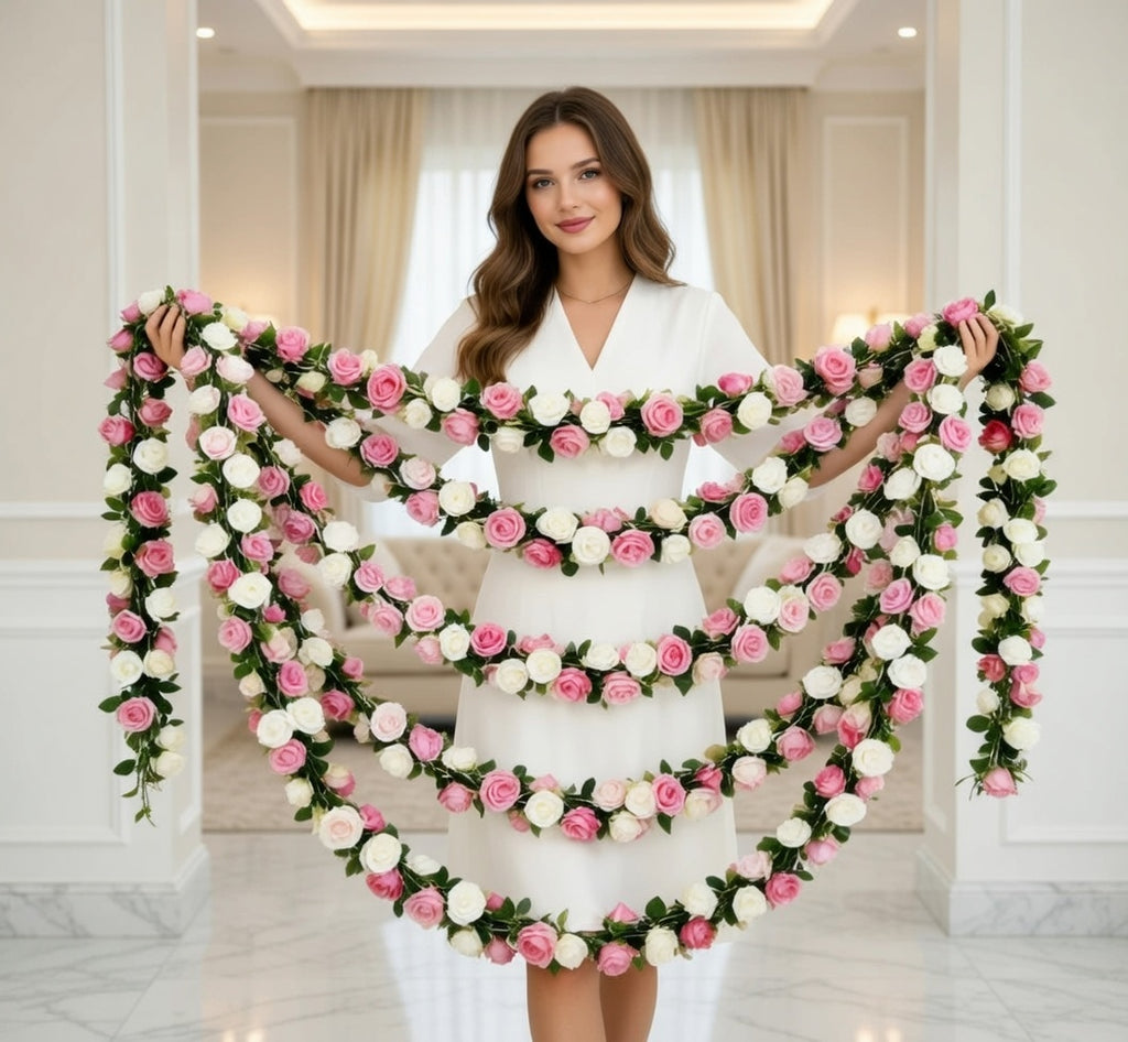 Pink and White Rose Vines