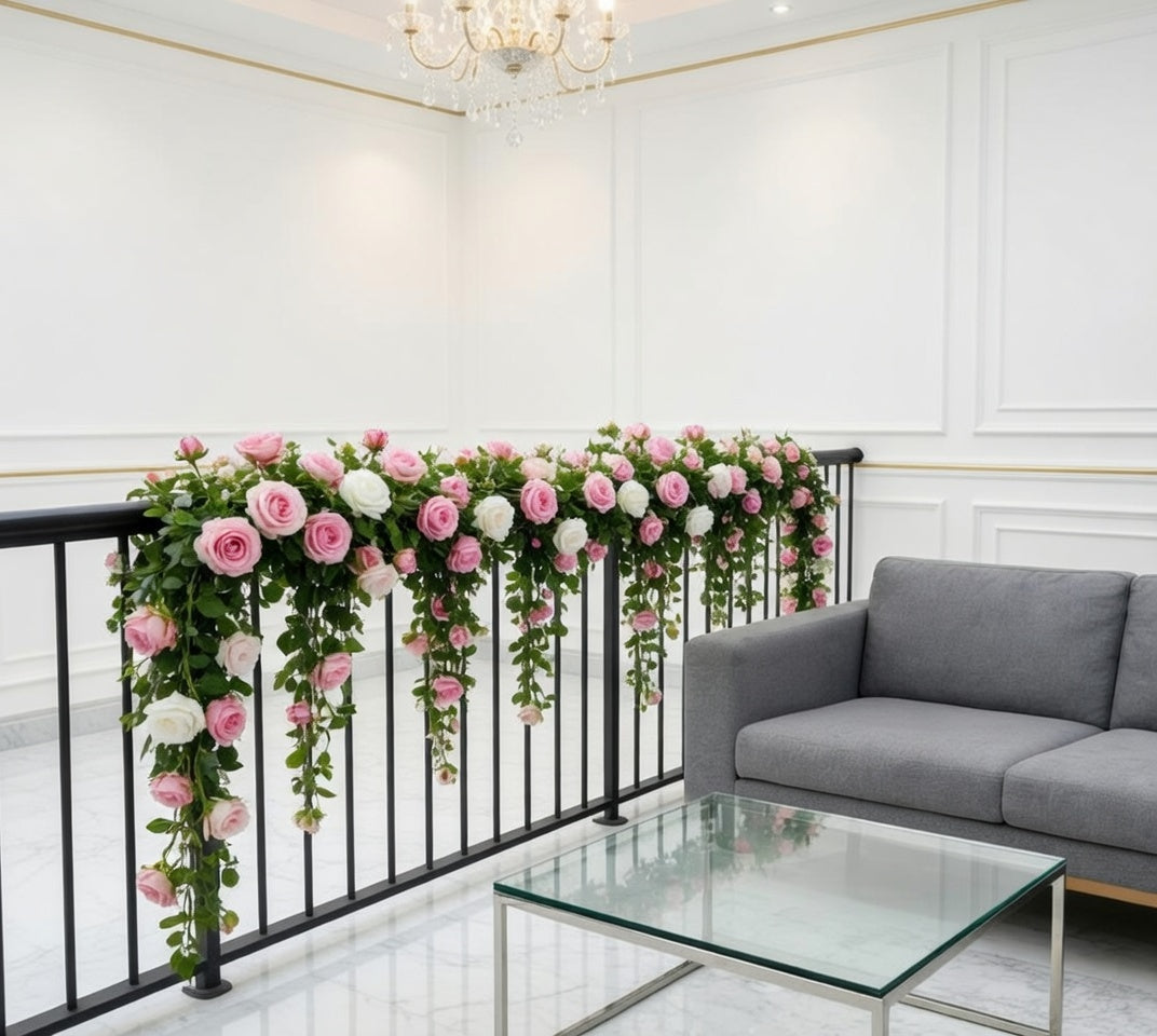 Pink and White Rose Vines